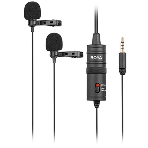 BOYA BY-M1DM DUAL MIC LAVALIER MICROPHONE FOR SMARTPHONE AND DSLRS