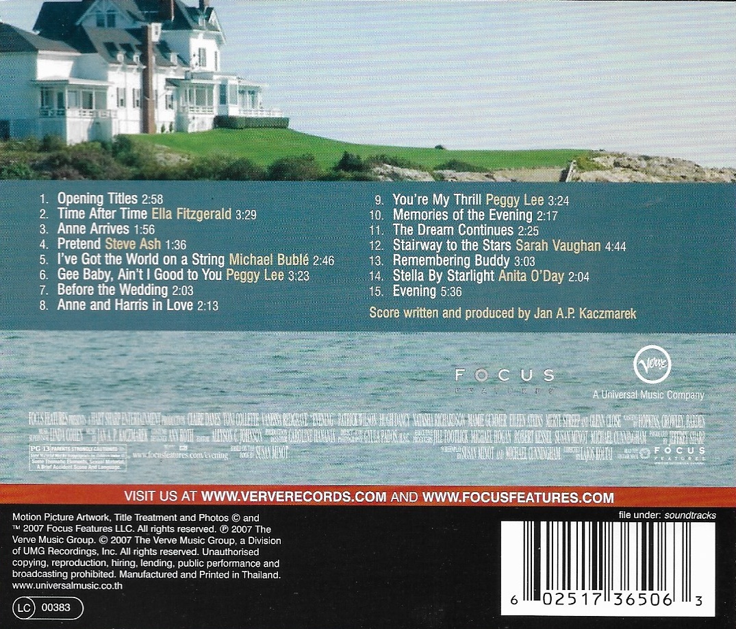 CD,Evening (Jan A.P Kaczmarek )(Music From And Inspired By The Motion Picture)(Various Artists)(Soundtrack)(OST.)(2007)