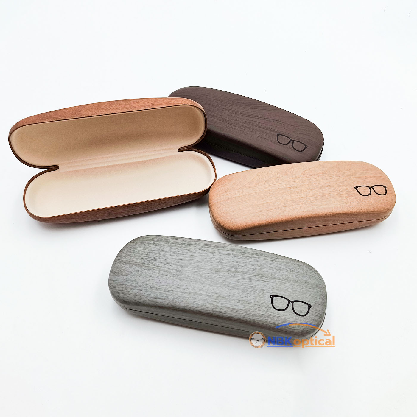 กล่องแว่นตาทรงรูปแว่นตาแฟชั่น(ลายไม้)