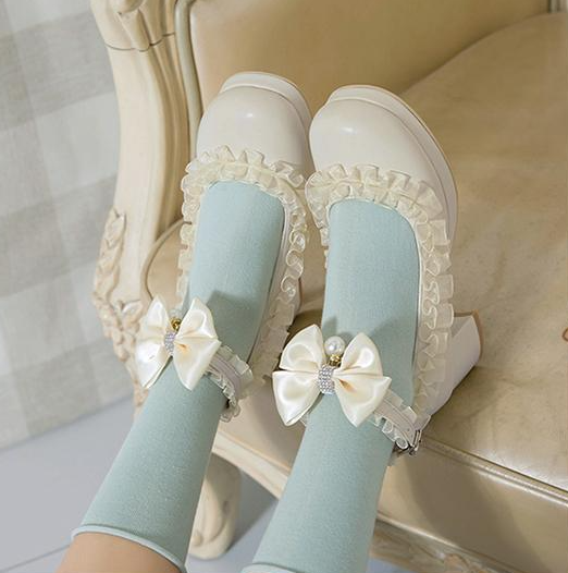 รองเท้าส้นสูงน่ารักๆสีขาว/ครีม/ชม/ดำ/น้ำตาล ไซต์ 34-43