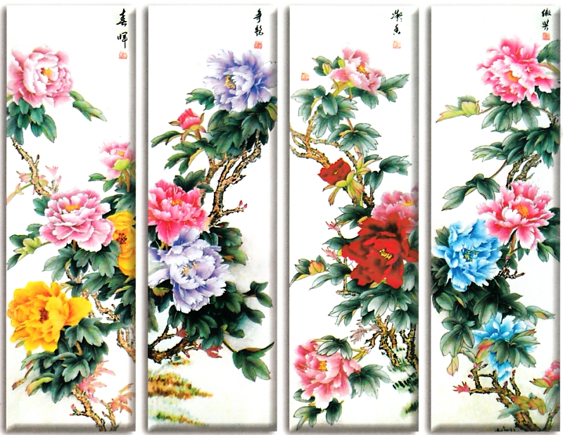 ชุดปักจีน 4 Peony flowers (เซต 4 แบบ)