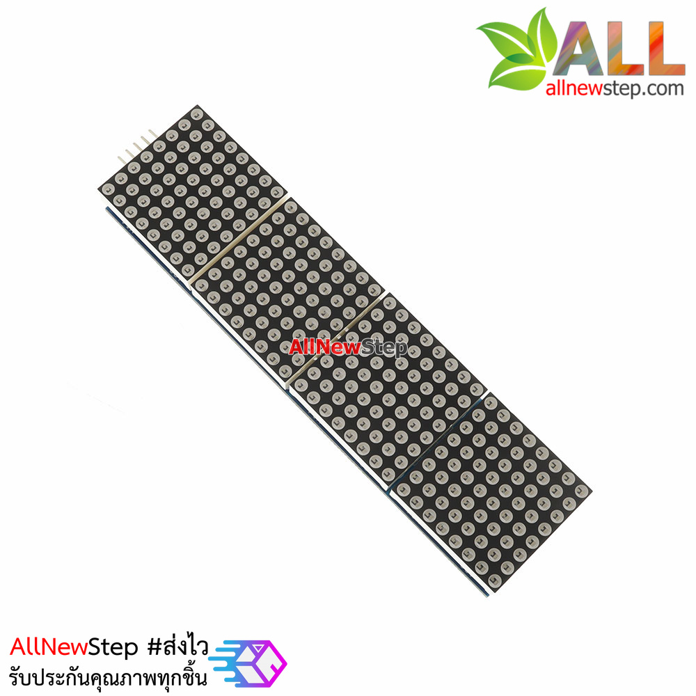 Green LED Matrix Driver MAX7219 IC Driver Module + LED Dot Matrix 8x8 1088AG ขนาด 32mm x 32mm 4 ชุด พร้อมสายไฟ จอสีเขียว