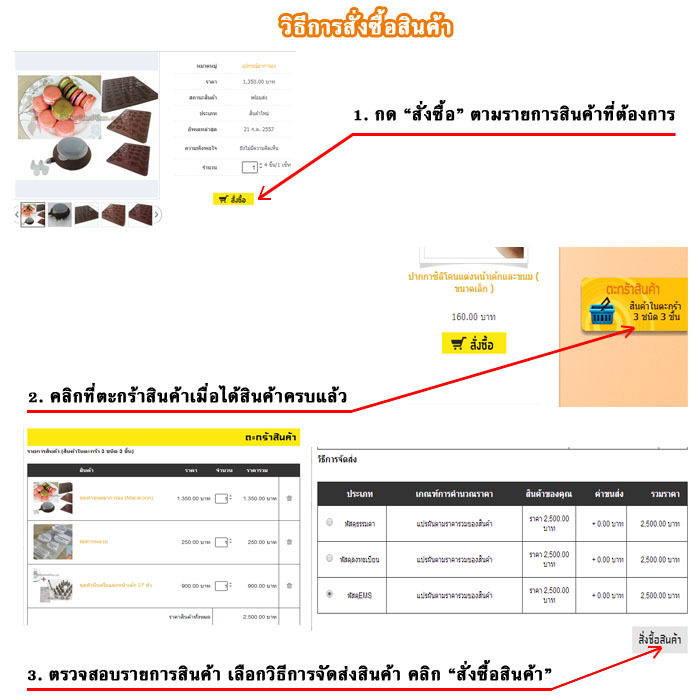 วิธีการทำรายการสั่งซื้อสินค้าเว็บ Maker Cake House