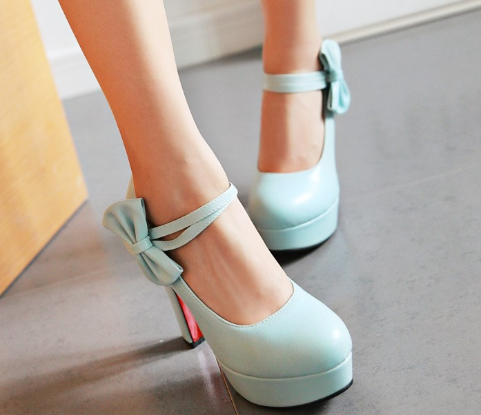 รองเท้าส้นสูงคัดชูน่ารักๆสีฟ้า/ขาว/ชมพู/ดำ ไซต์ 34-39