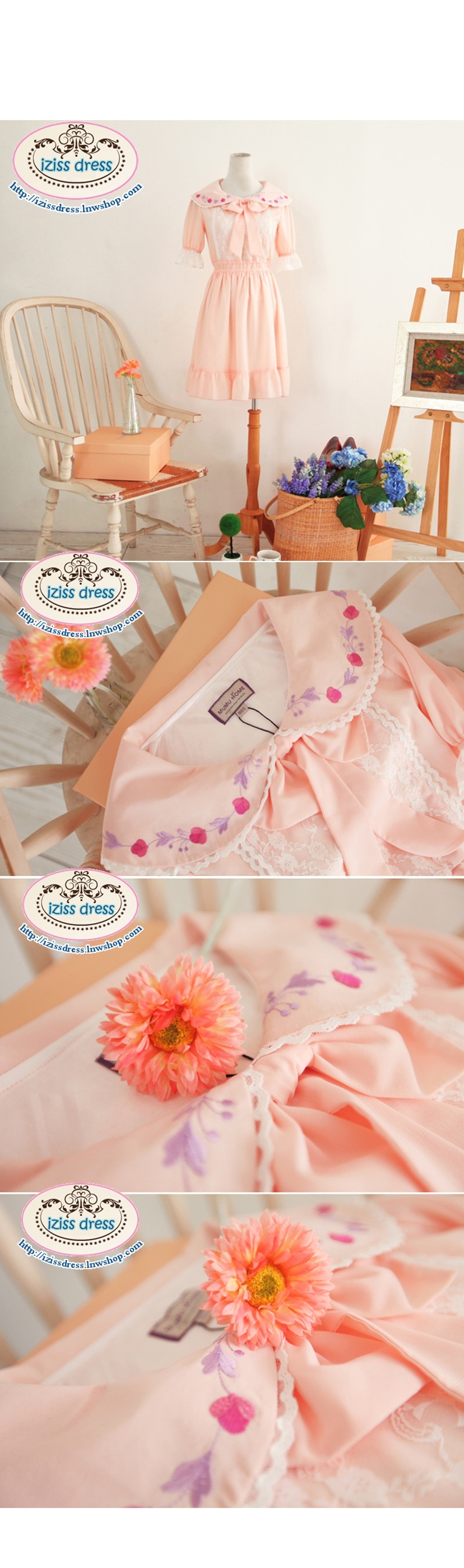 **พร้อมส่ง** เดรสสีส้มอ่อนแบรนด์แท้ Luis collection ปกปักลายดอกไม้ แขนตุ๊กตาตกแต่งริมด้วยผ้าลูกไม้ เนื้อผ้าดีมากก จัดเลยค่ะ