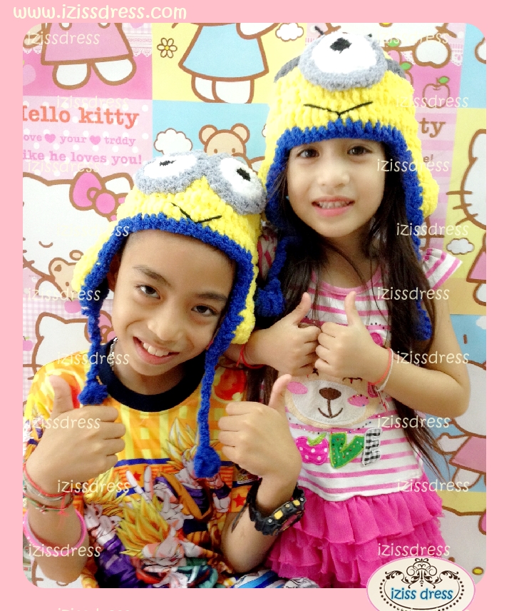 ***พร้อมส่ง***หมวกไหมขนแกะรูปมินเนี่ยนตาเดี่ยว เหมาะสำหรับเด็กแรกเกิด- 5 ปีขึ้นค่ะ