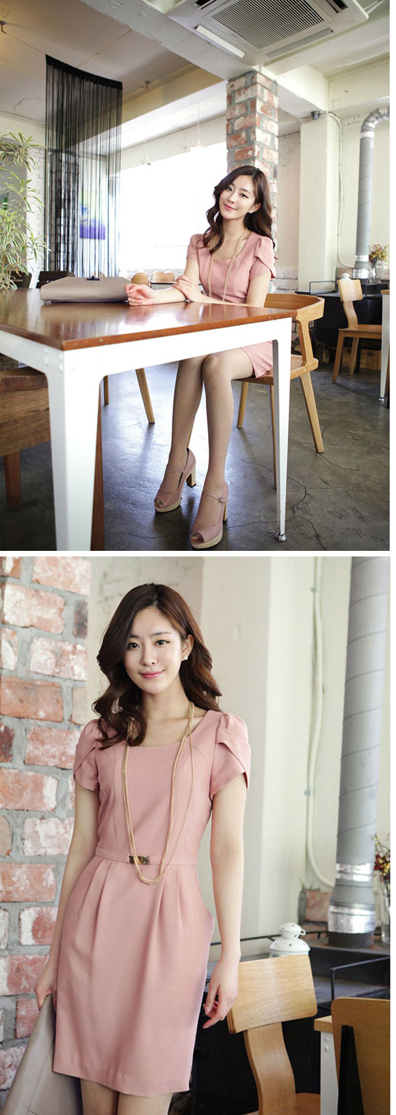 ***พร้อมส่ง***เดรสผ้าชีฟองสีชมพูนู้ด ตัดเย็บอย่างดี มีซับใน สวยเหมือนแบบค่ะ