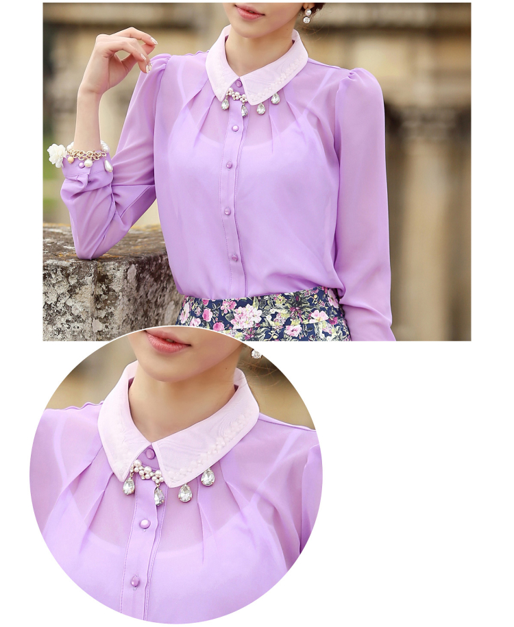 **หมดค่ะ**เสื้อทำงานผ้าลูกไม้สีขาวแขนยาวทอลายดอกกุหลาบ ดีเทลตกแต่งคอด้วยเพชรผสมมุกรูปดอกไม้ สวยเหมือนแบบค่ะ