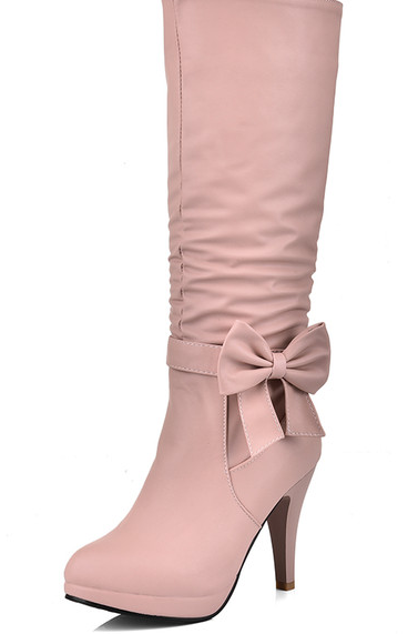 รองเท้าบูทยาวถึงน่อง ไซต์ 34-43 สีดำ/ขาว/ชมพู/ฟ้า