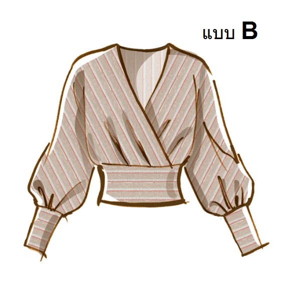 แพทเทิร์นเสื้อป้ายหน้า จั๊มเอว (เลือกแบบและไซส์ที่ตัวเลือกสินค้า)