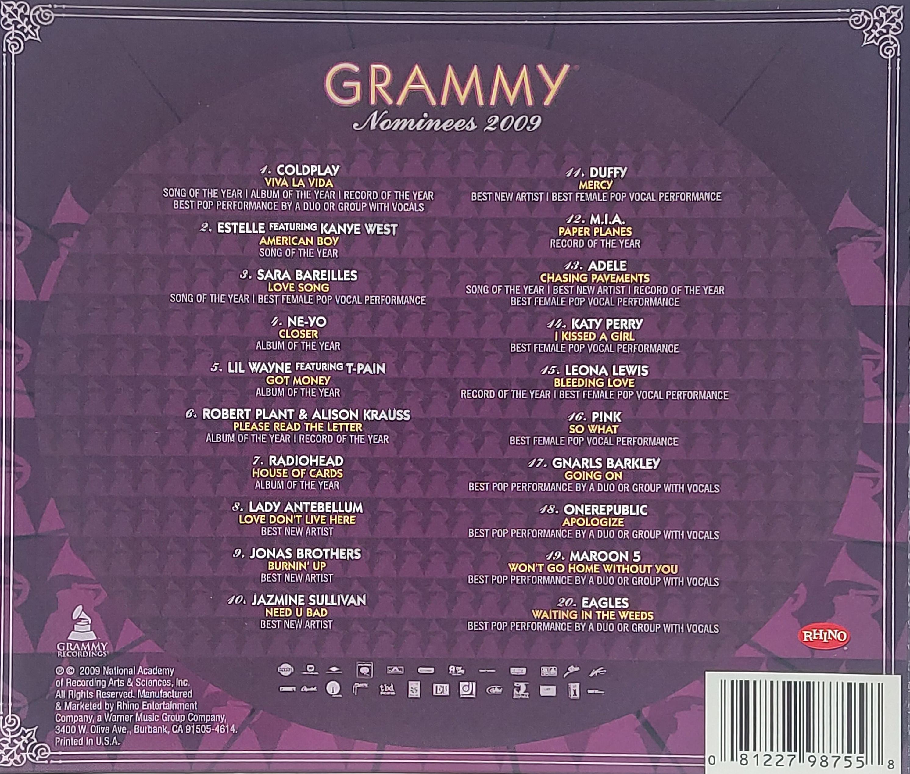 Used CD,2009 Grammy Nominees (B)(Various Artists)(2009)(USA)