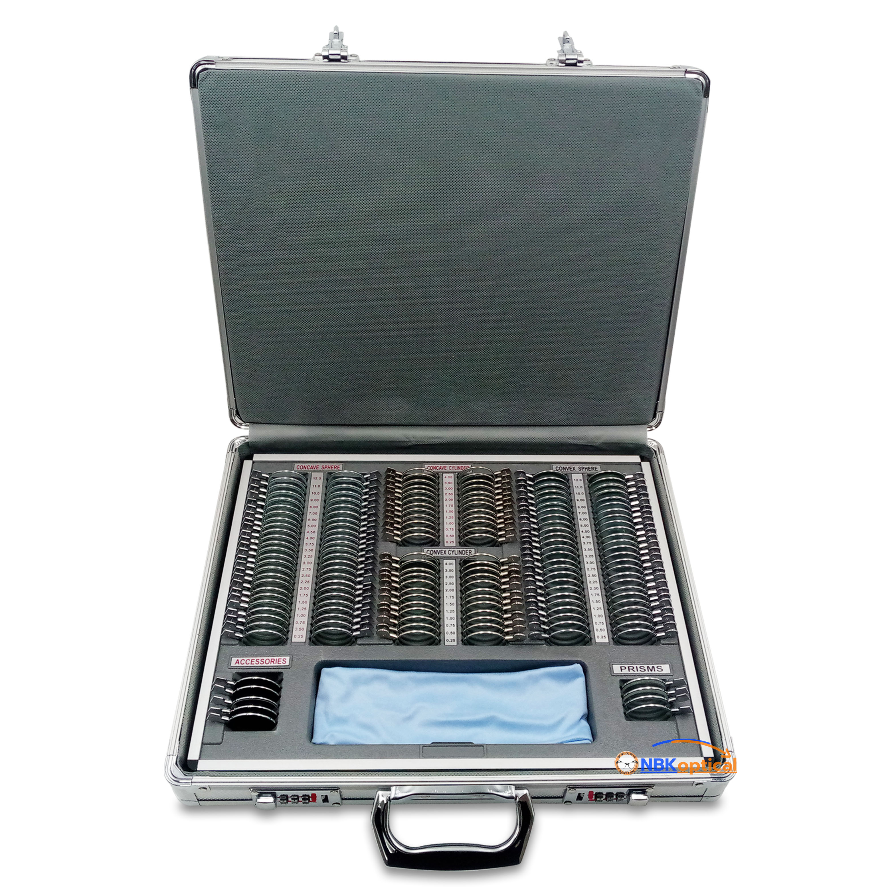 Trial lens set เลนส์เซ็ท ขอบโลหะ เลนส์กระจก (MT M) +-1200+ เฟรม+ครอส (ครอสจะมีการสลับสีเงิน กับ นํ้าเงิน*)