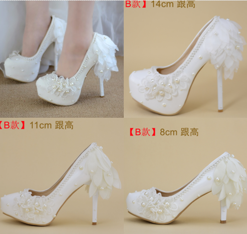 รองเท้าเจ้าสาวสีขาว ไซต์ 34-40 สูง 5.6 / 4.4 / 3.2 นิ้ว