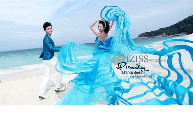 **พรีออเดอร์**ชุดถ่ายพรีเว็ดดิ้ง (pre wedding dress) ชุดแฟนตาซีชายหญิง "ธีมสีฟ้าน้ำทะเล"