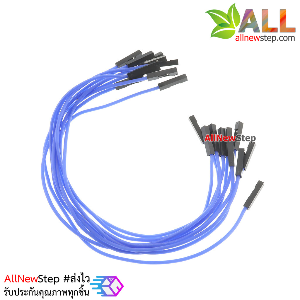สายไฟจัมเปอร์ 20cm สาย jumper 20 cm จำนวน 10 เส้น เมีย-เมีย สีน้ำเงิน