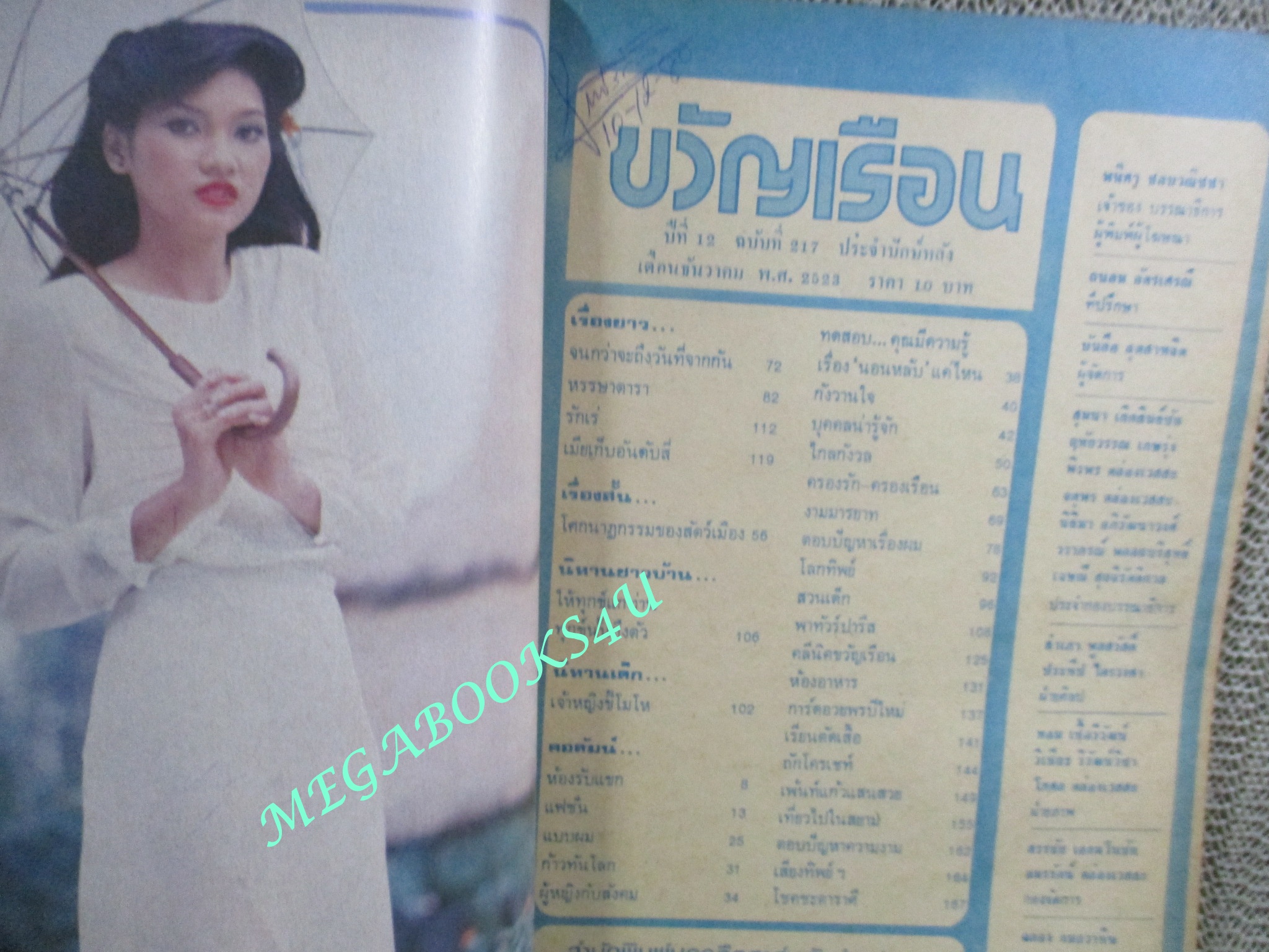 นิตยสารขวัญเรือน ฉบับที่217 ปี2523 ปก อรนุช สอนคุ้ม คุยกับ สาโรช นาควิโรจน์