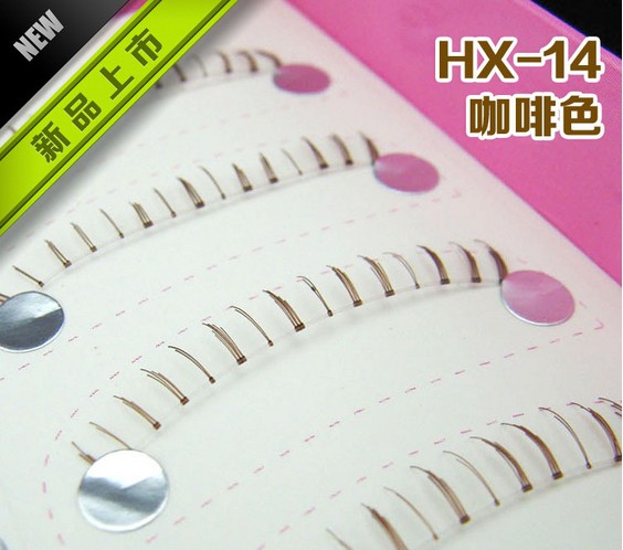 HX-14# ขนตาล่างสีน้ำตาล 10 คู่ เอ็นใส (ขายปลีก)
