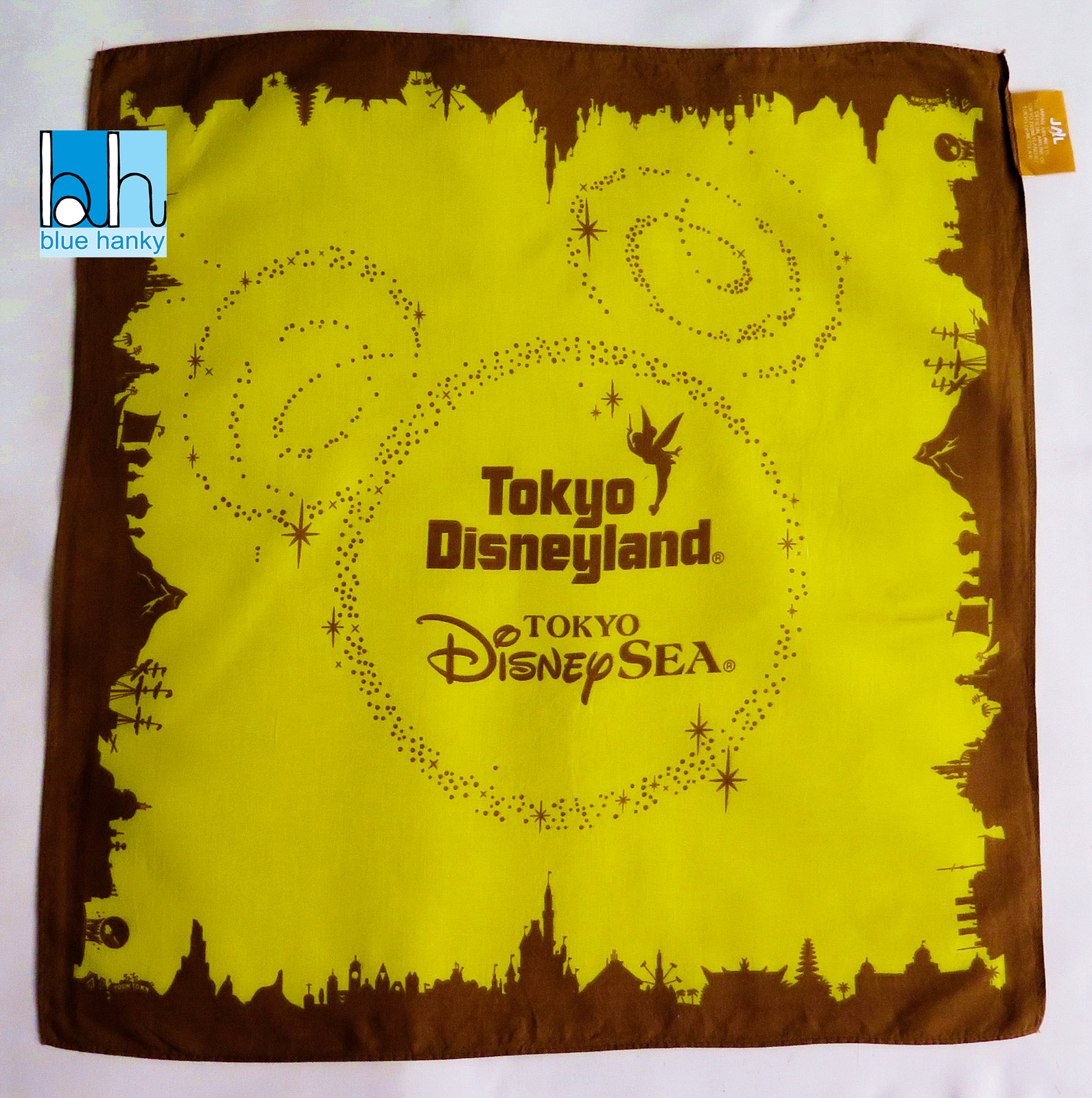 #157 19" Tokyo Disneyland SEA ผ้าเช็ดหน้ามือ2 สภาพดี ผ้าเช็ดหน้าผืนใหญ่