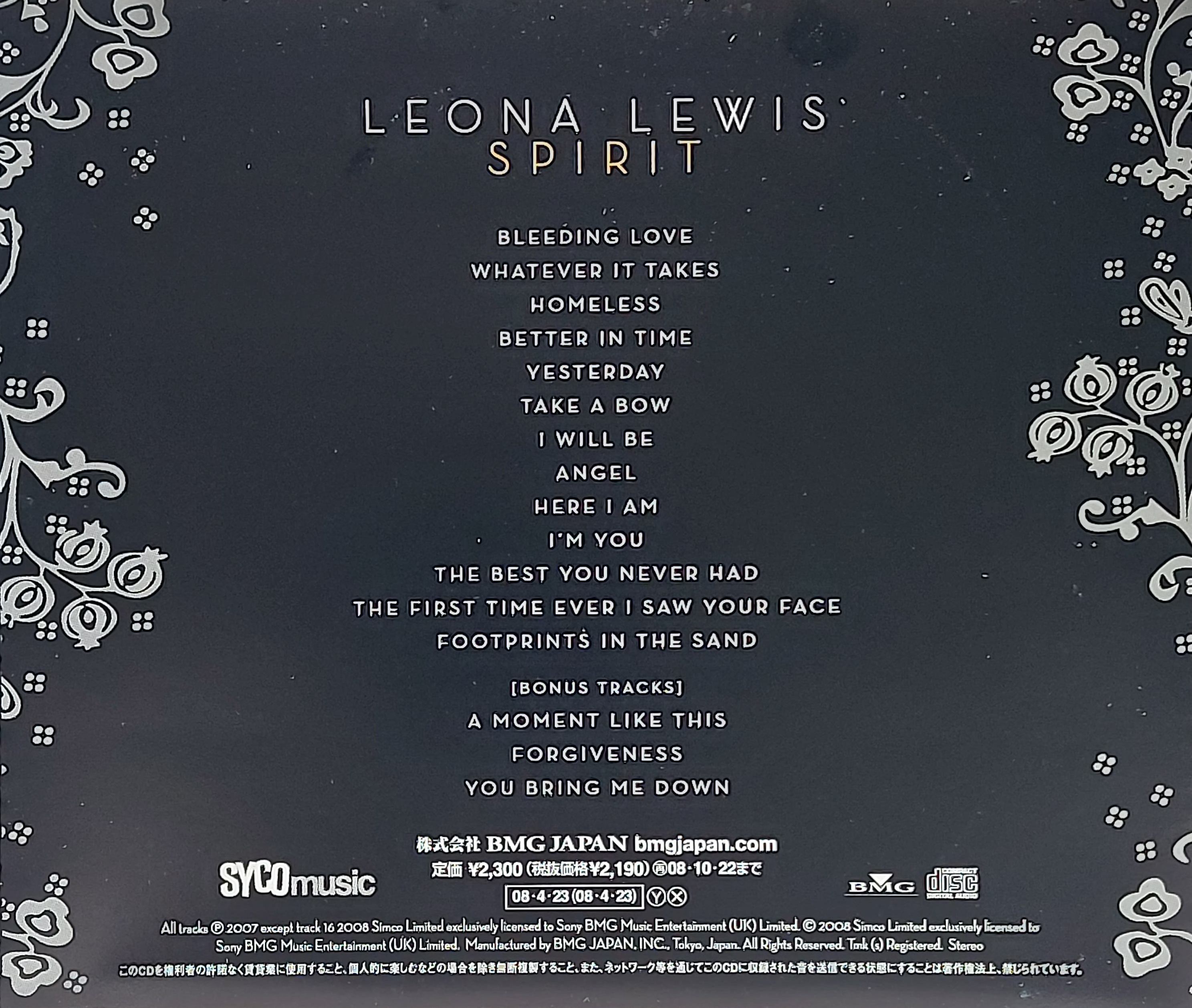 Used CD,Leona Lewis - Spirit (A)(2008)(Japan)