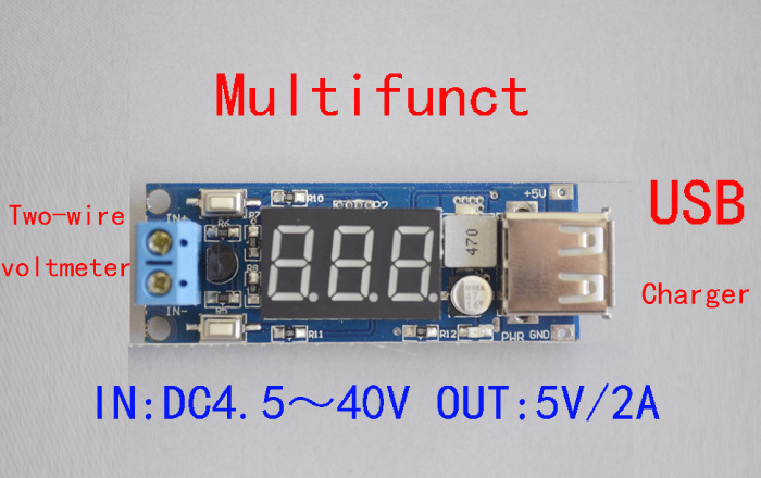 XL4015 Step down module voltmeter + 5v 2a usb charger power supply input 4.5v-40v output 5V 2A