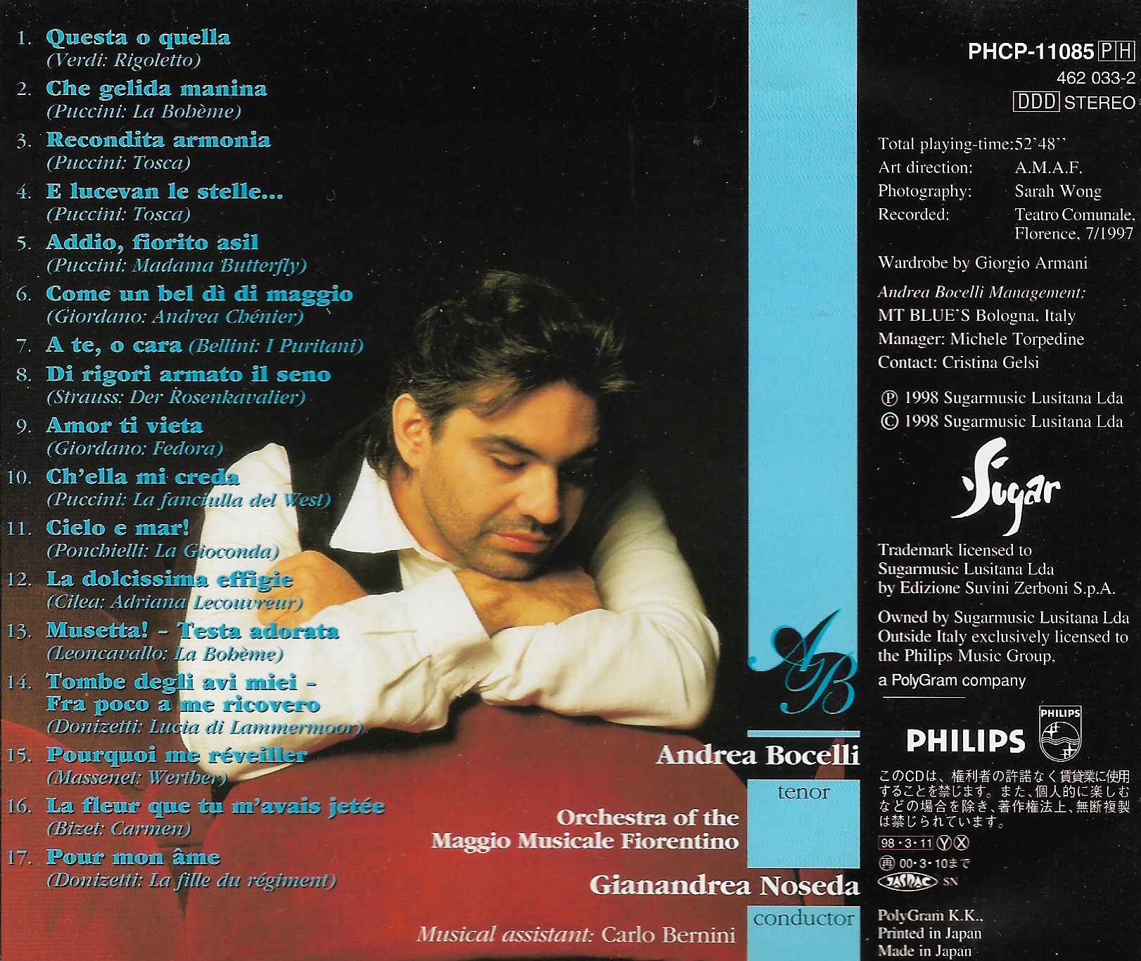 Used CD,Andrea Bocelli - The Opera Album Aria (B)(Philips)(1998)(Japan)