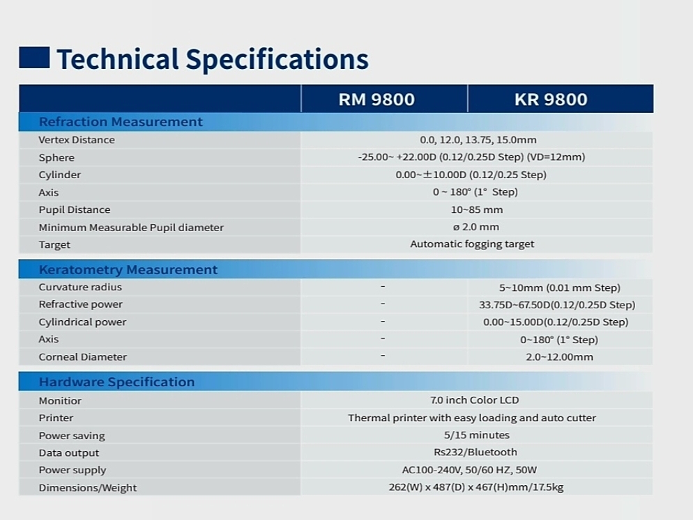 เครื่องวัดสายตา KR-9800 Auto refractometer with keratometer