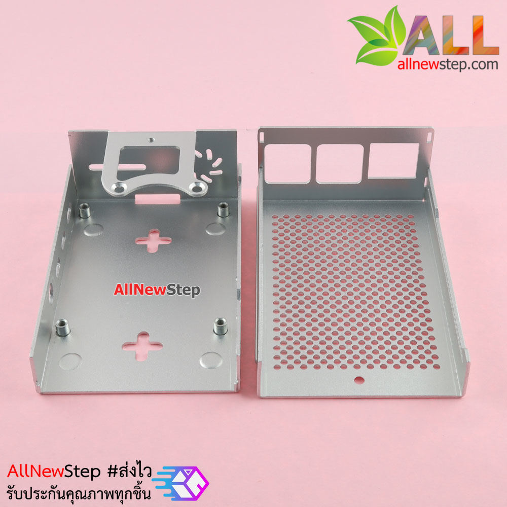 กล่องเคสโลหะ Raspberry Pi 4 aluminum alloy metal 4b + shell + Raspberry Pi4 chassis cooling box accessories สีขาว