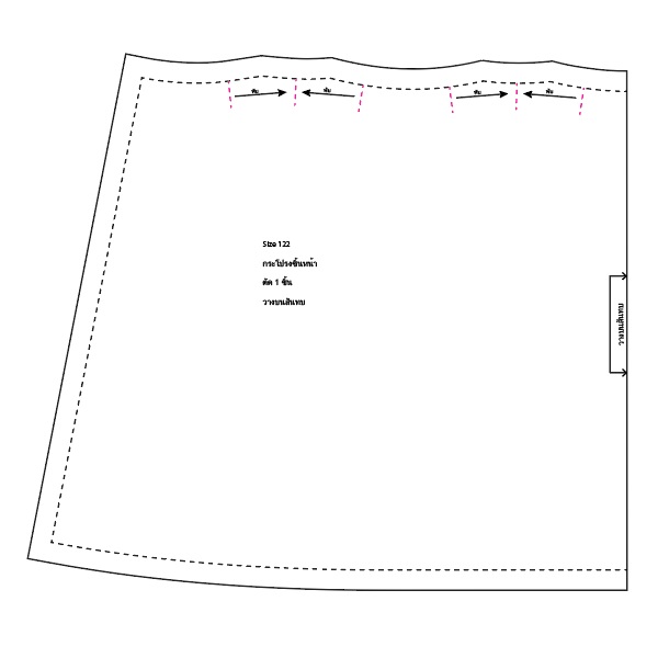 แพทเทิร์นเด็ก เดรสคอกลม แขนหมวก กระโปรงทวิส ซิปหลัง