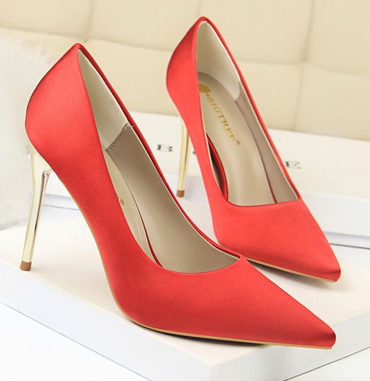 รองเท้าคัทชูผ้าซาติน ไซต์ 34-43 สีดำ/แดงเข้ม/แดง/ส้ม/เหลือง/เทา/ชมพู/เขียว/แชมเปญ