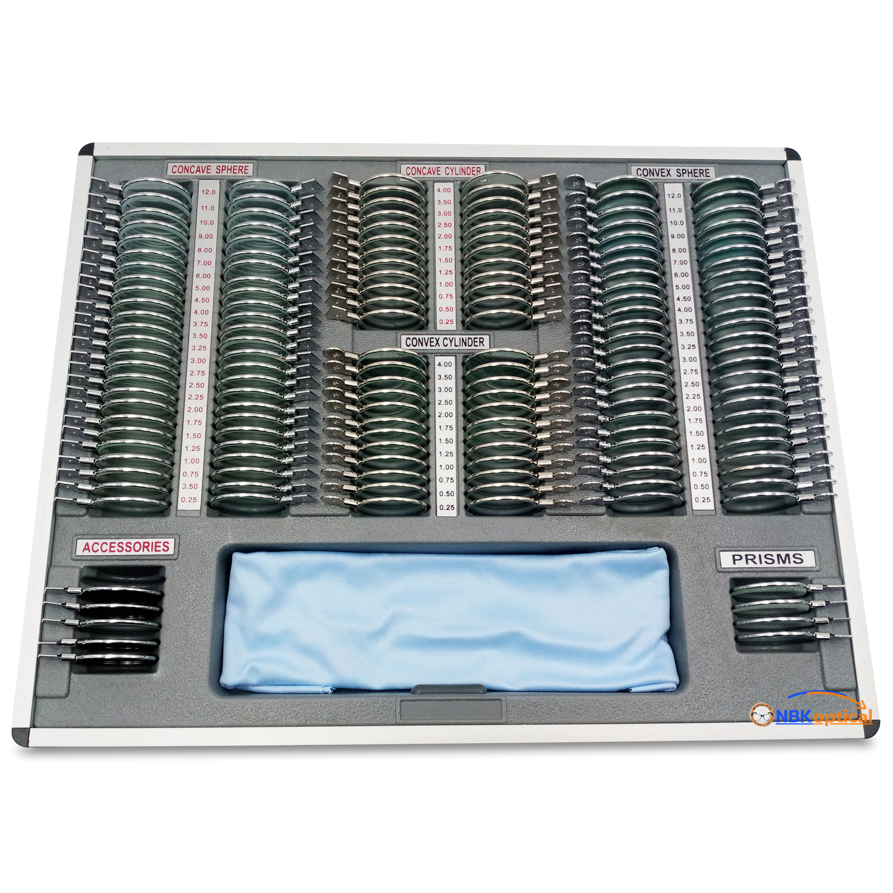 Trial lens set เลนส์เซ็ท ขอบโลหะ เลนส์กระจก (MT M) +-1200+ เฟรม+ครอส (ครอสจะมีการสลับสีเงิน กับ นํ้าเงิน*)