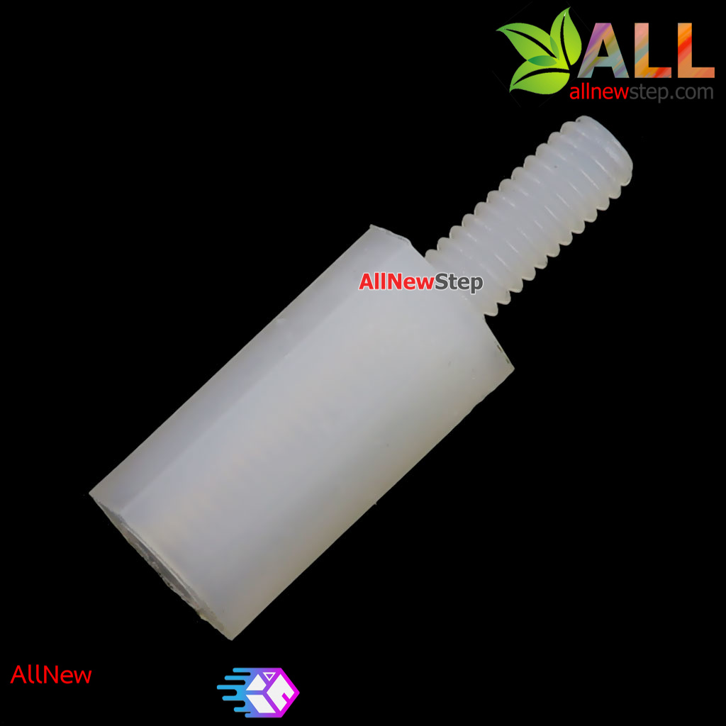 น็อตไนลอน NUT Nylon M3 ขนาด 9+6mm สีขาว จำนวน 1 ชิ้น