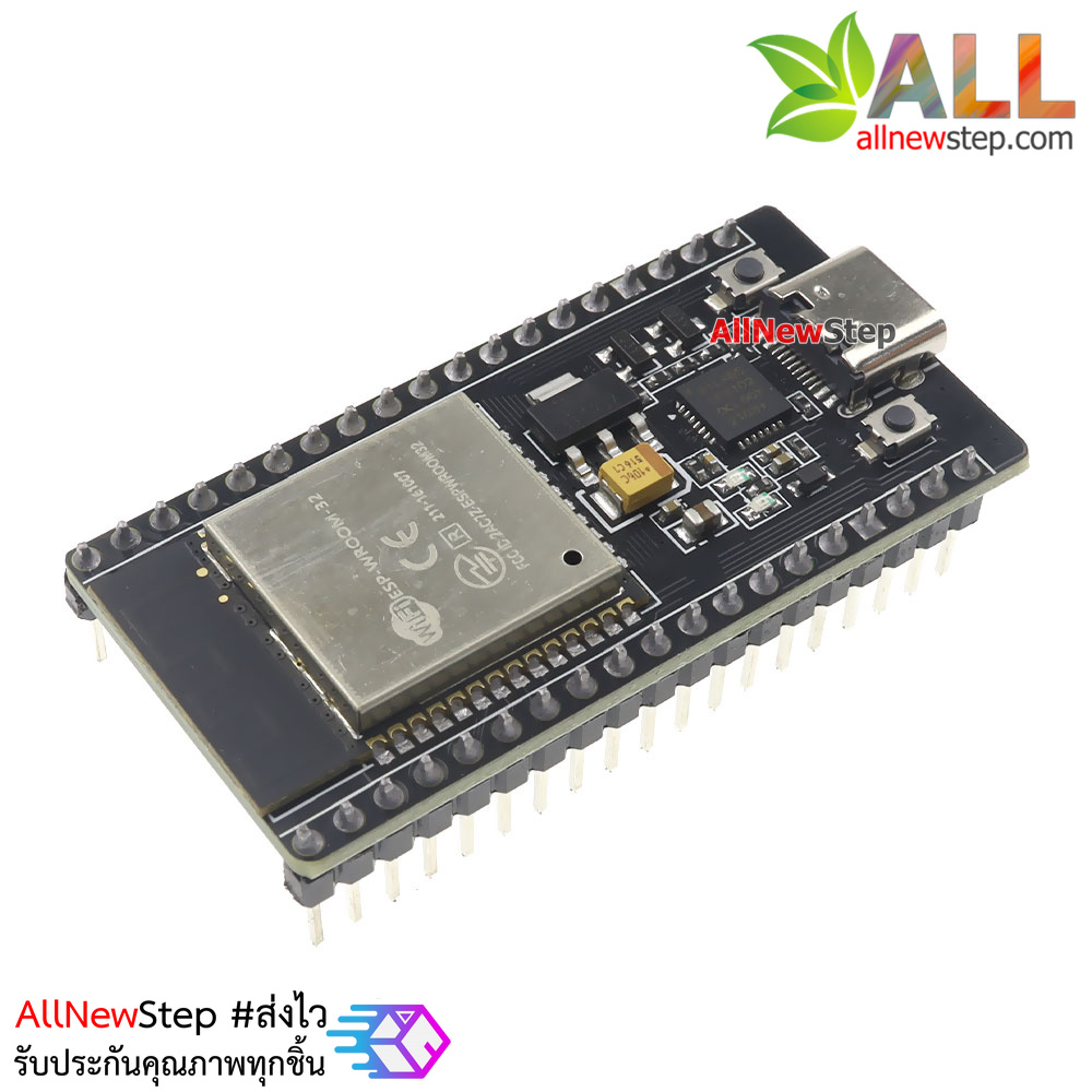 บอร์ด ESP32 NodeMCU 38p ESP-32 CP2102 type c 38 ขา หัวต่อแบบ usb type-c บอร์ดแบบแคบ ต่อกับบอร์ดทดลองได้