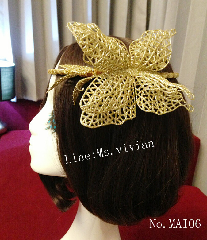 MAI06 มงกุฎผีเสื้อตัวใหญ่สีทอง (งาน handmade)**สินค้ามีจำกัดในเเต่ละล๊อต**