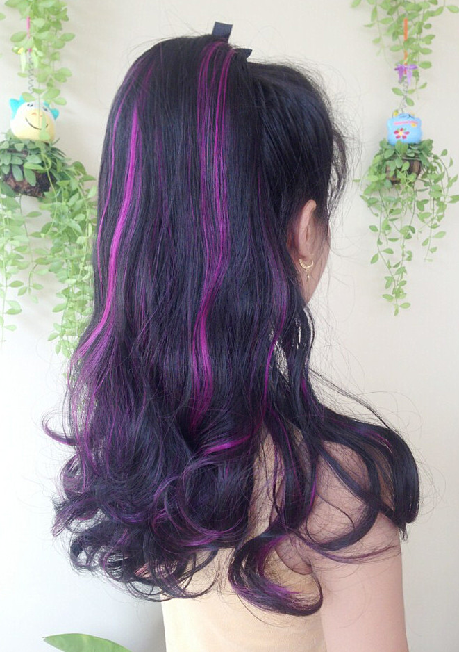 K310 หางม้า เเบบผูก ไฮไลท์ชมพูเข้ม ทรงผมสวยดูเป็นธรรมชาติคะ