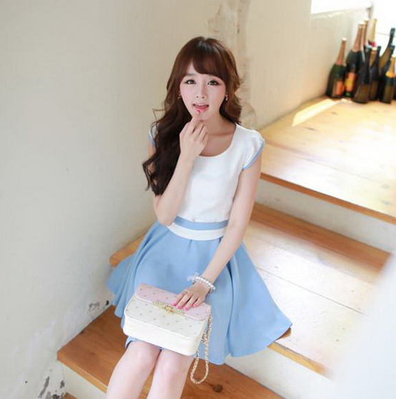 **หมดค่ะ** Cherry dress เดรสฟ้าขาวผ้าซีฟอง