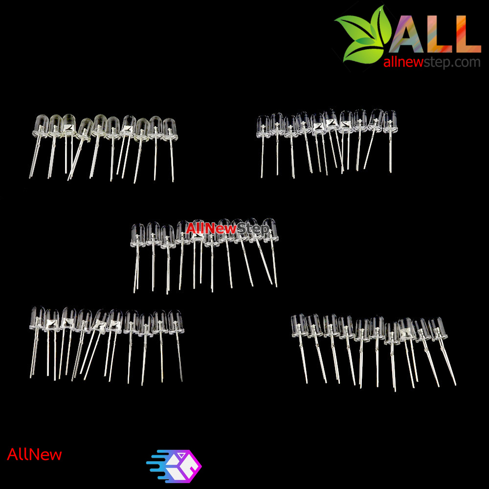 Transparent 5mm LED package ชุด LED 5 สีแบบใส อย่างละ 10 ชิ้น รวม 50 ชิ้น