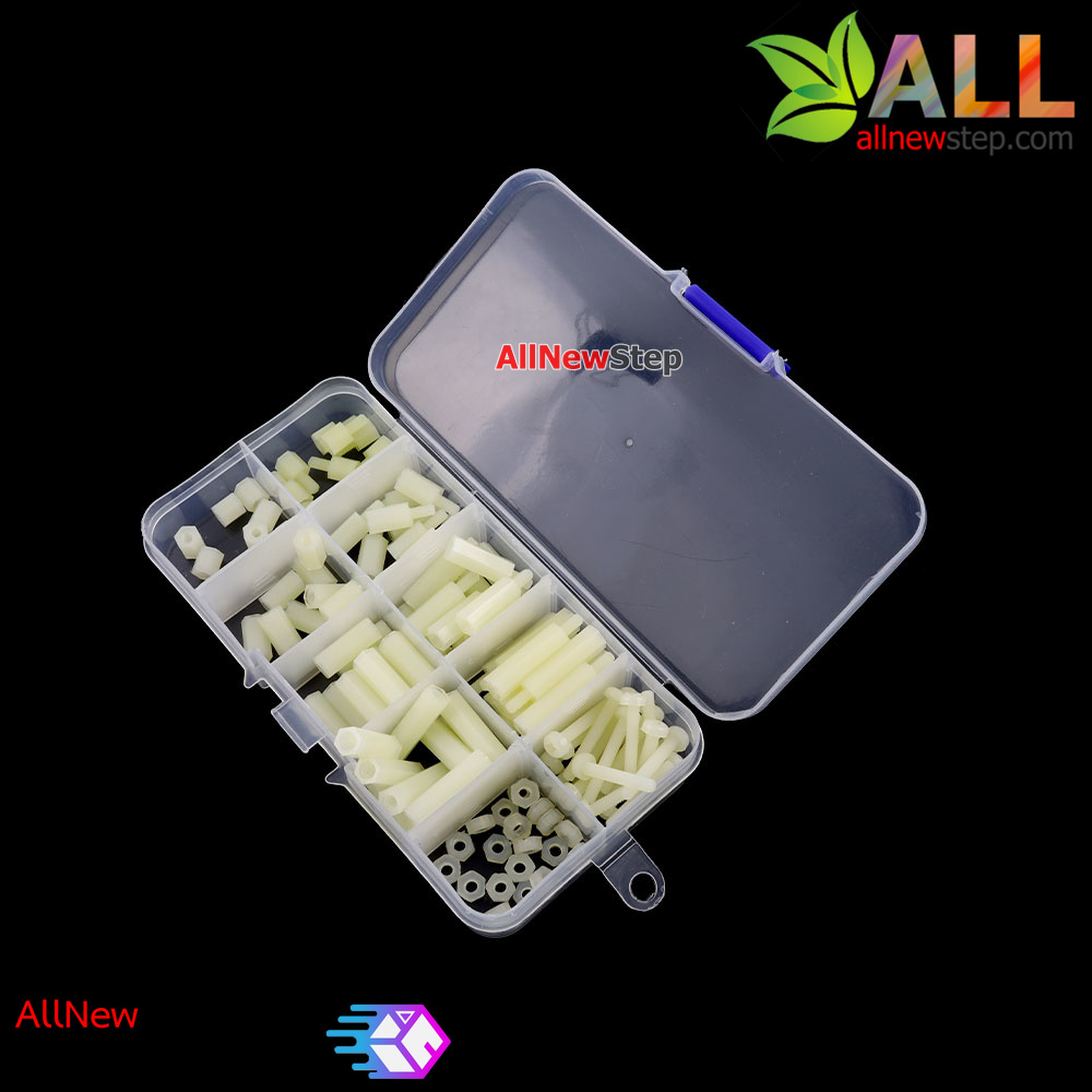 M3 Nylon Hex Spacers Screw Nut with Plastic Box White 120pcs