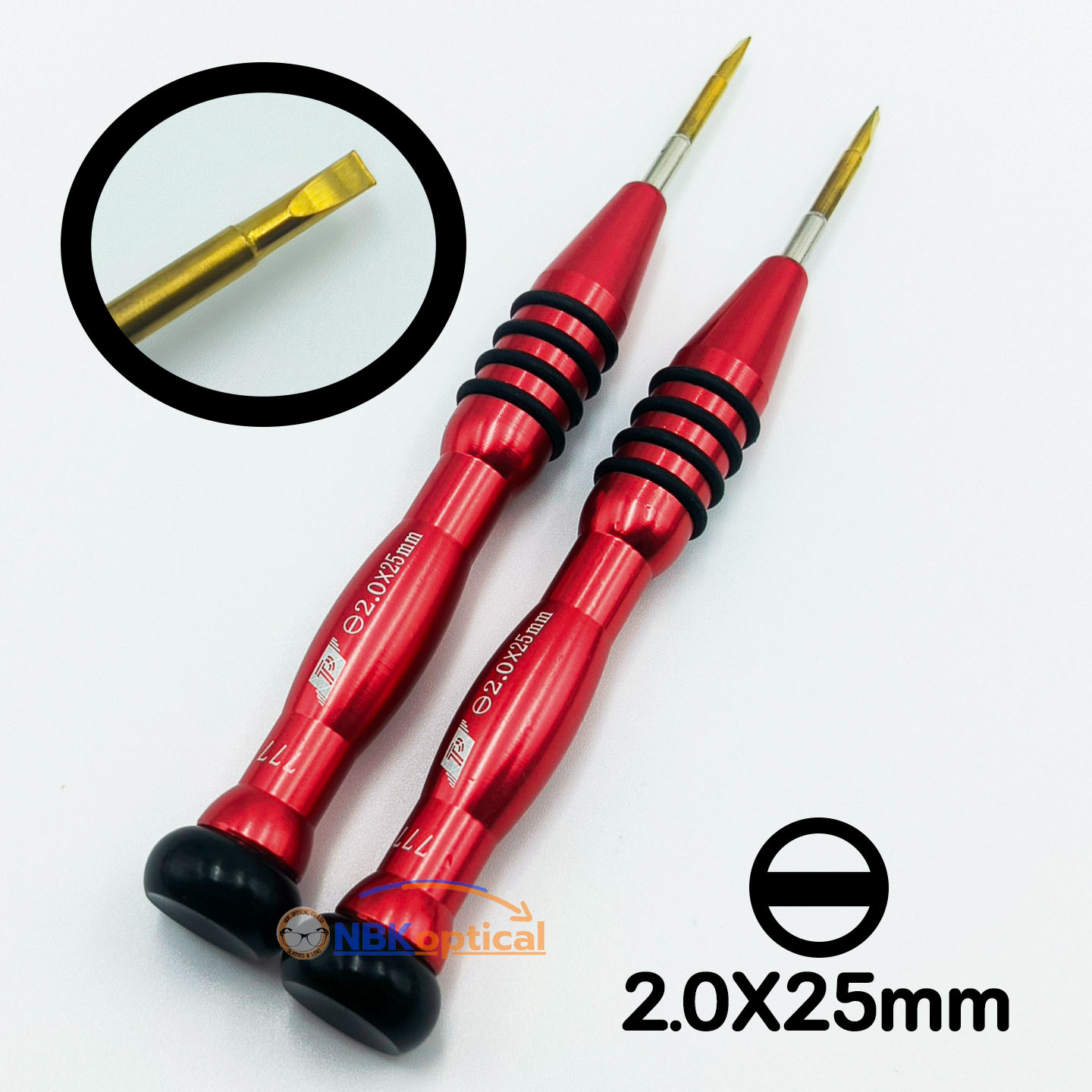 📌ไขควงแว่นตา ปลายแฉก ปลายแบน (สีแดง)