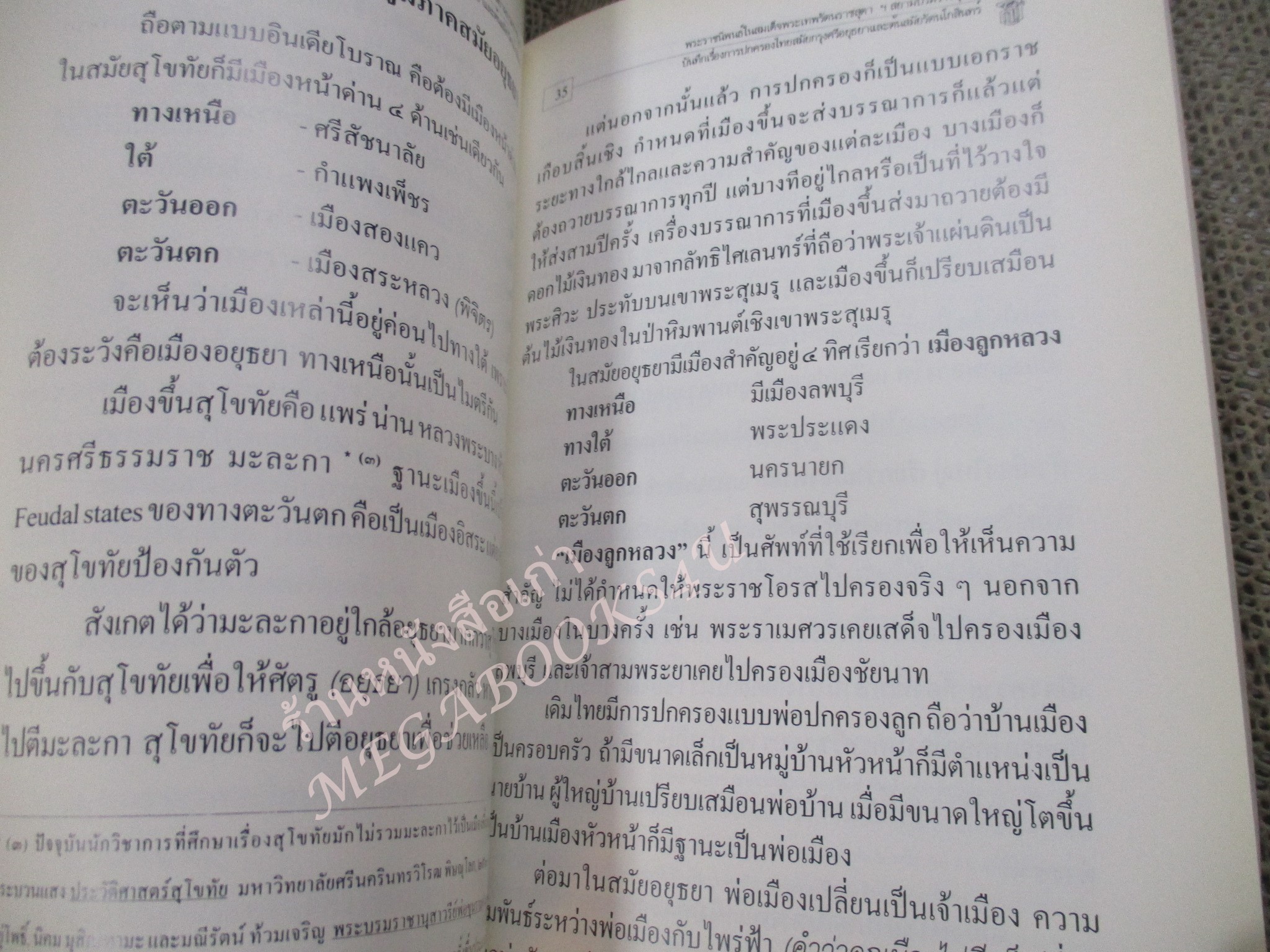 หนังสือ บันทึกเรื่องการปกครองของไทยสมัยอยุธยาและต้นรัตนโกสินทร์ พระนิพนธ์ สมเด็จพระเทพรัตนราชสุดาฯ สยามบรมราชกุมารี / ปกมอมแมมนิด / มุมปกเยิน /