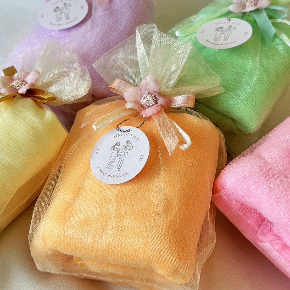 ผ้าขนหนูนาโนสีหวานติดดอกซากุระ ขนาดเช็ดผม 30x70 ซ.ม.