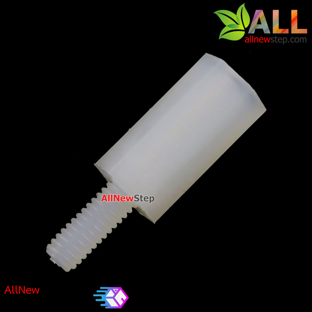 น็อตไนลอน NUT Nylon M3 ขนาด 9+6mm สีขาว จำนวน 1 ชิ้น