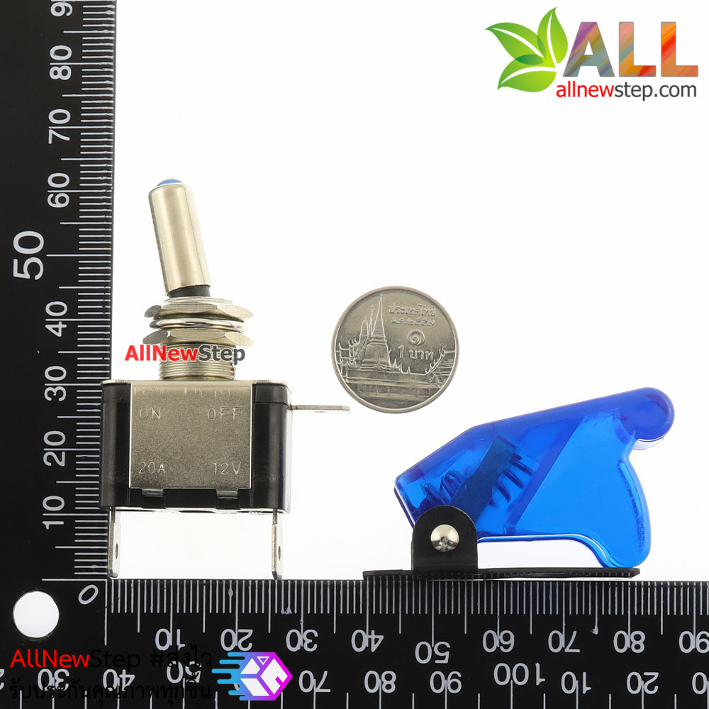 สวิตช์เปิด/ปิด ร็อกเกอร์สวิตช์ switch 3.3-12V 20A ฝาสีน้ำเงิน พร้อมไฟ LED