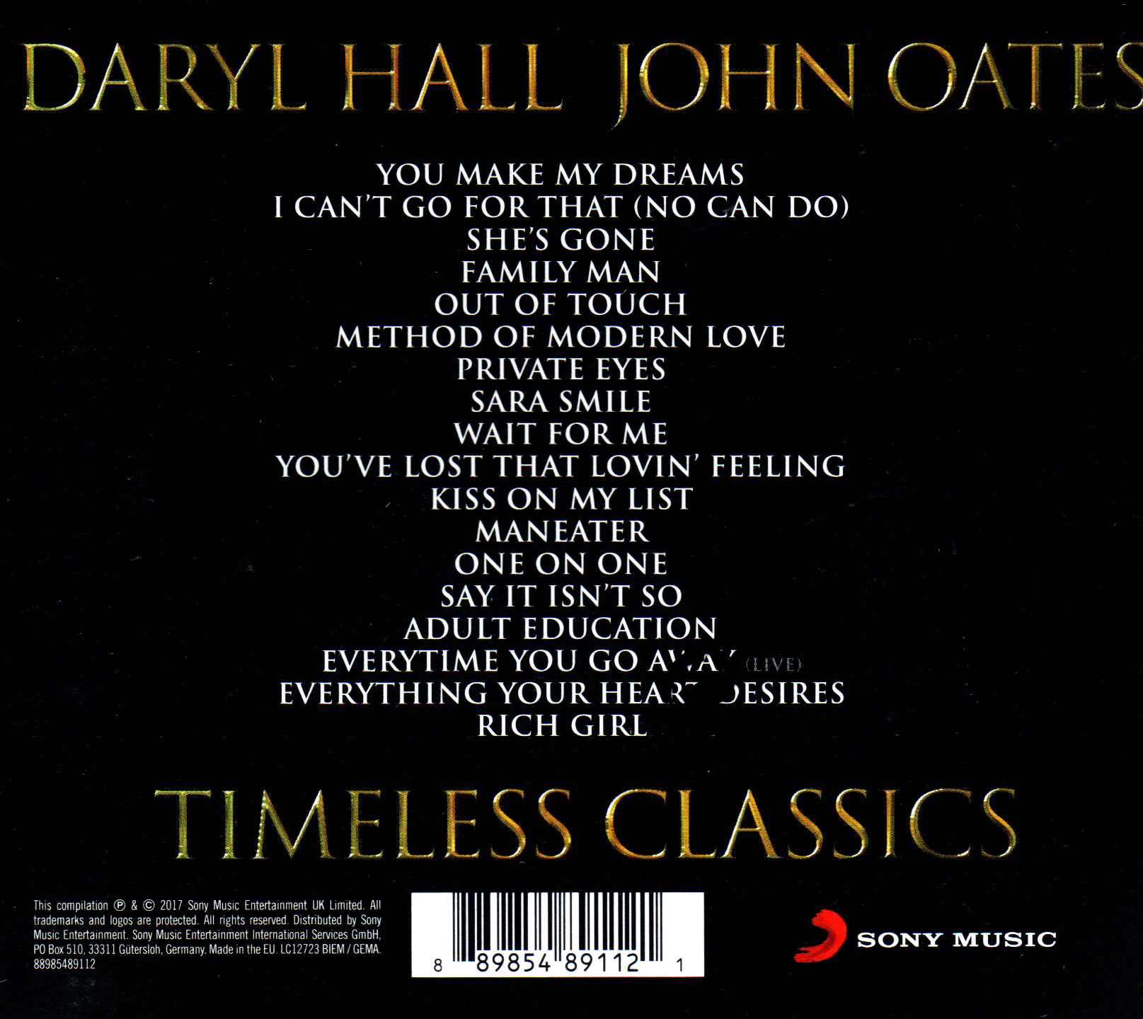 CD,Daryl Hall & John Oates - Timeless Classics (2017)(EU)