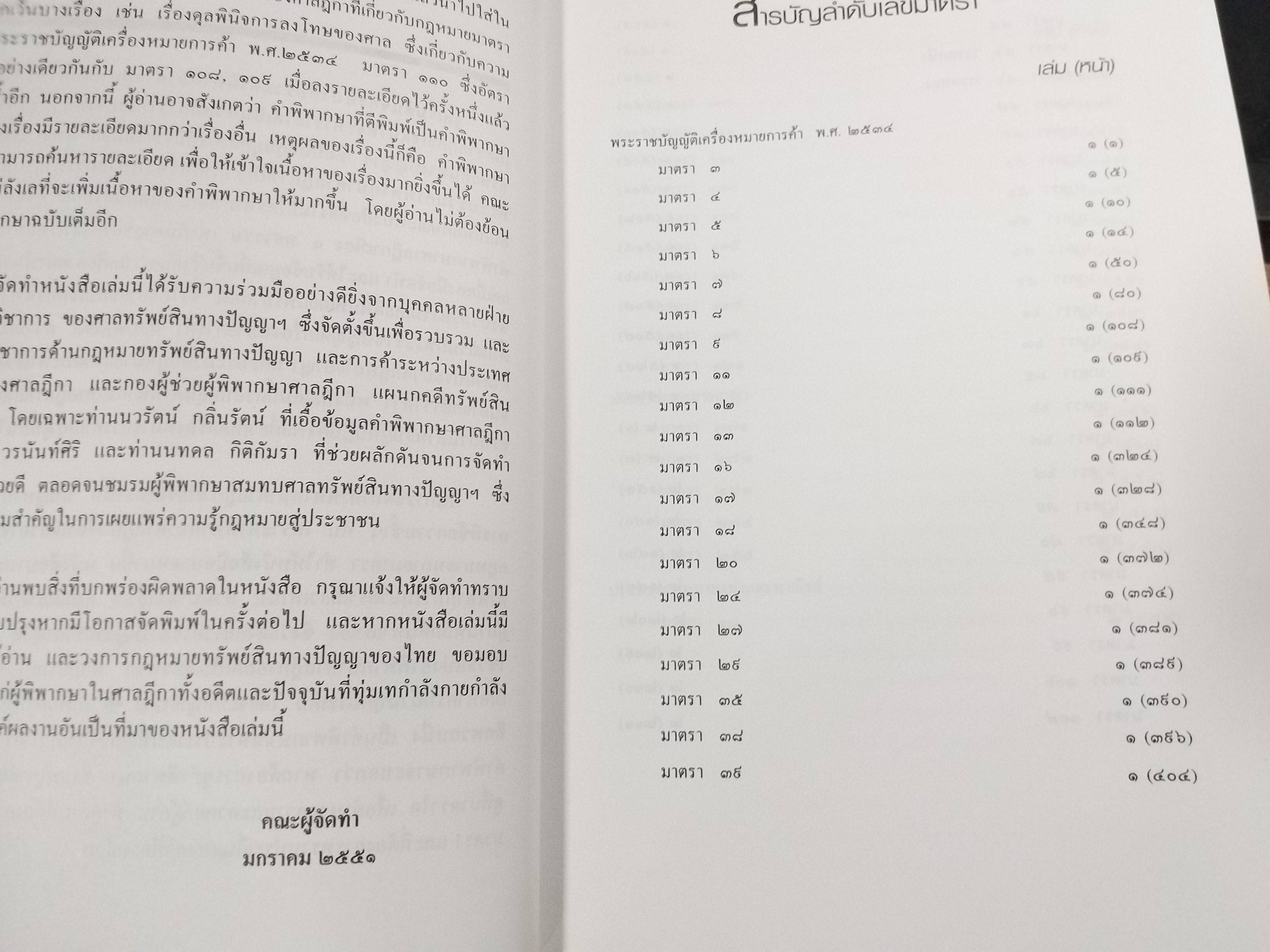 หนังสือ รวมคำพิพากษาศาลฎีกา คดีเครื่องหมายการค้า ปี2476-ปัจจุบัน เล่ม1 -เล่ม2 ยกชุด
