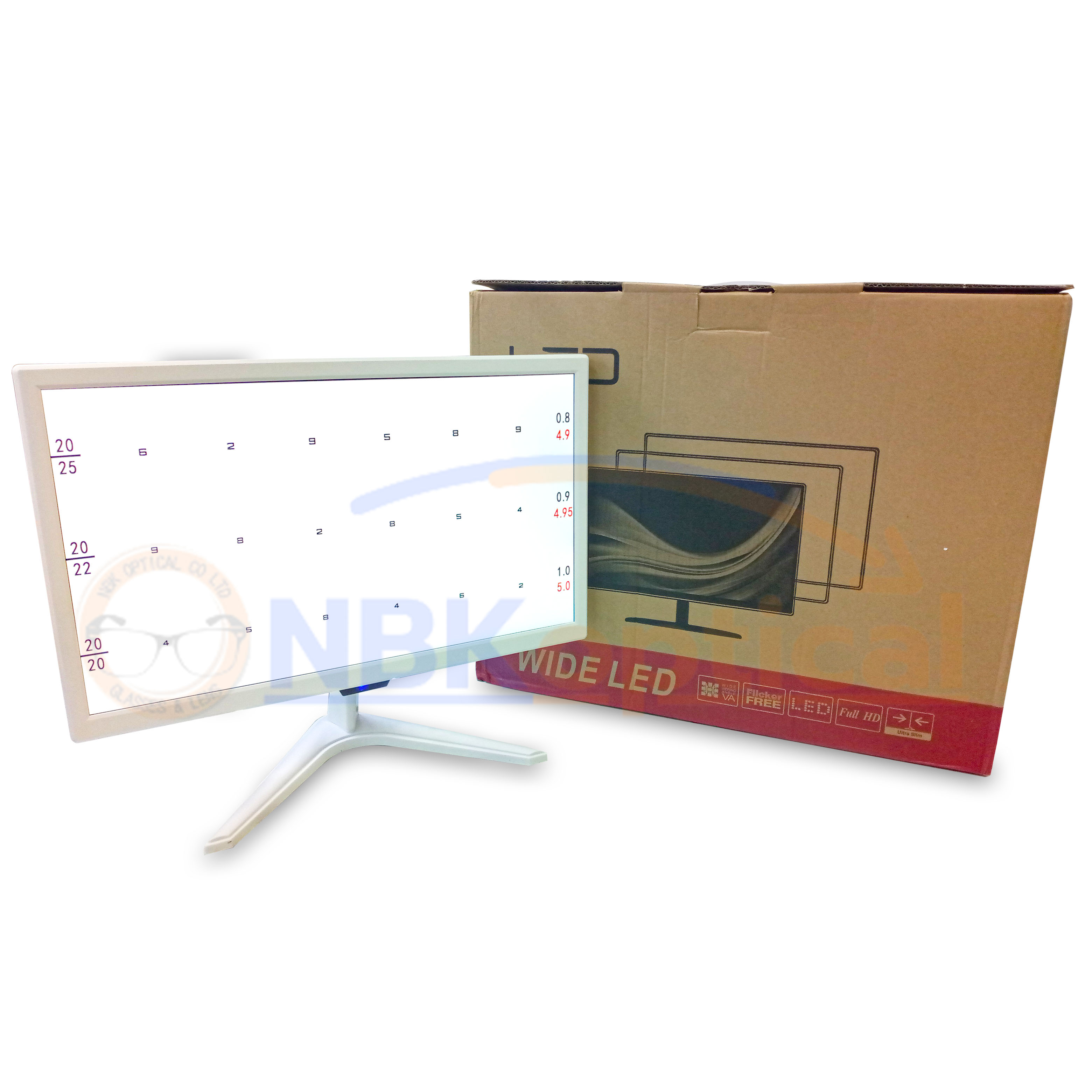 จอ LED 19" รุ่น K-185 " Visual Auto Charts จอวัดสายตา ตั้งโต๊ะ&ติดผนังได้ สีขาว
