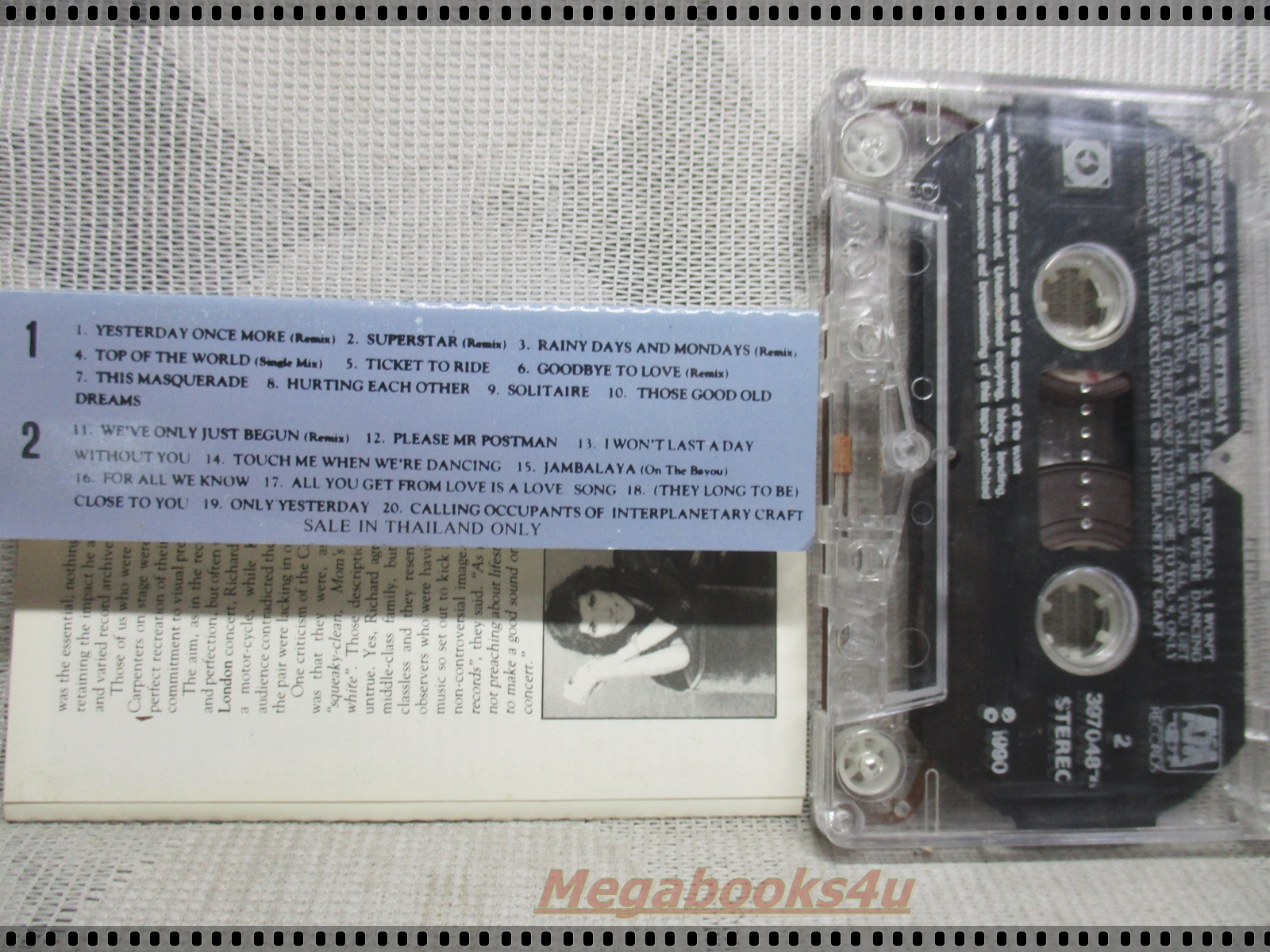 ขายเทปเพลงเก่า CARPENTERS;ONLY YESTERDAY