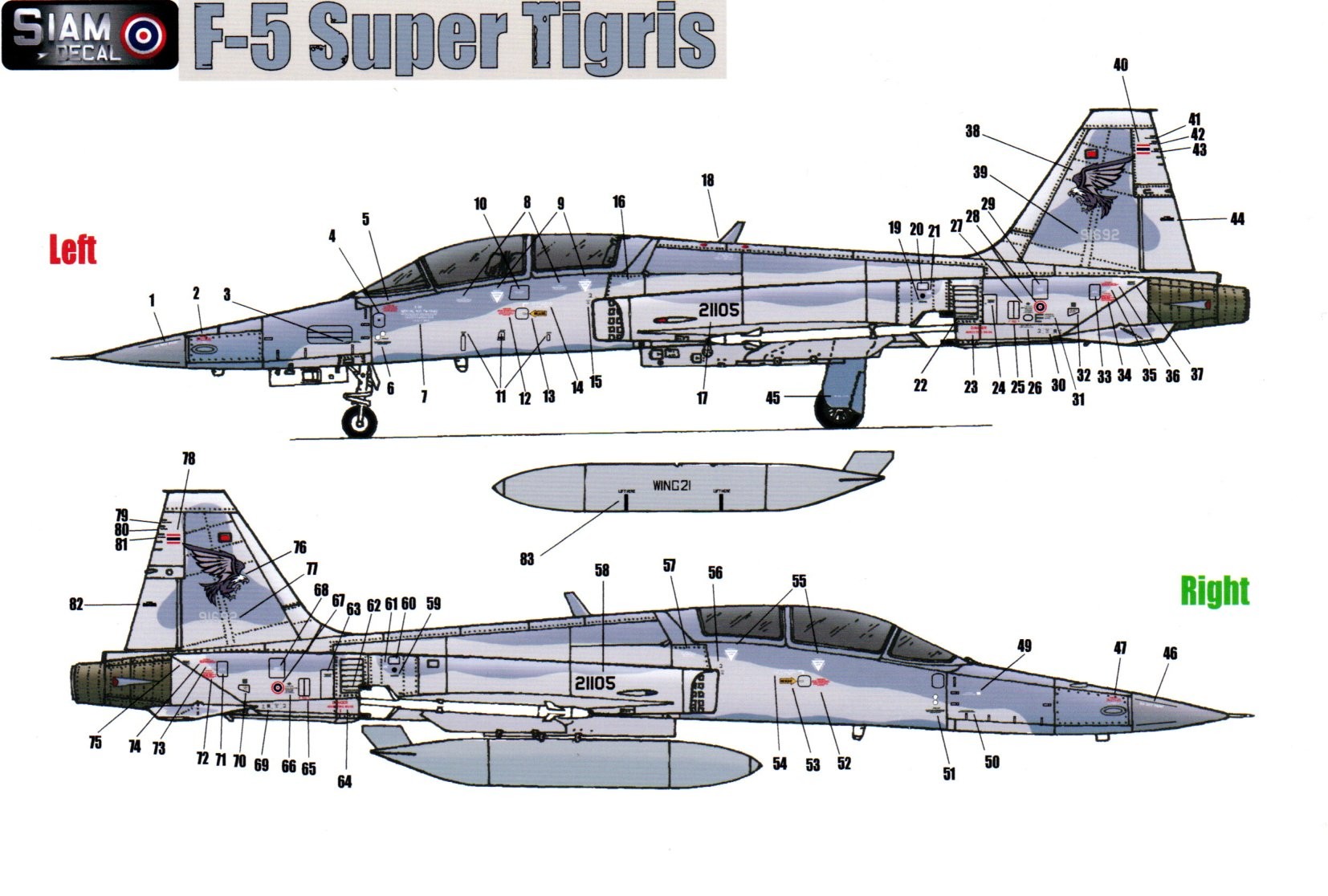 DECAL 1/48 F-5 SUPER TIGRIS