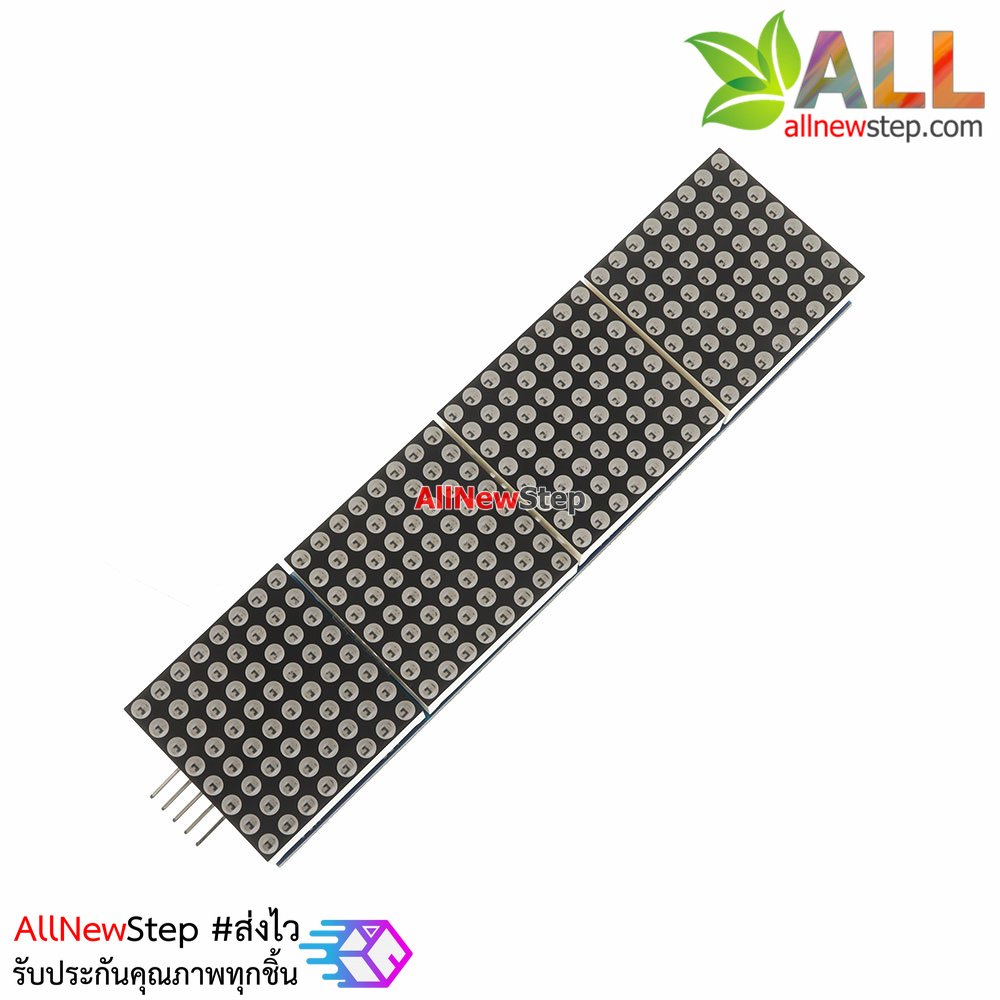 Green LED Matrix Driver MAX7219 IC Driver Module + LED Dot Matrix 8x8 1088AG ขนาด 32mm x 32mm 4 ชุด พร้อมสายไฟ จอสีเขียว