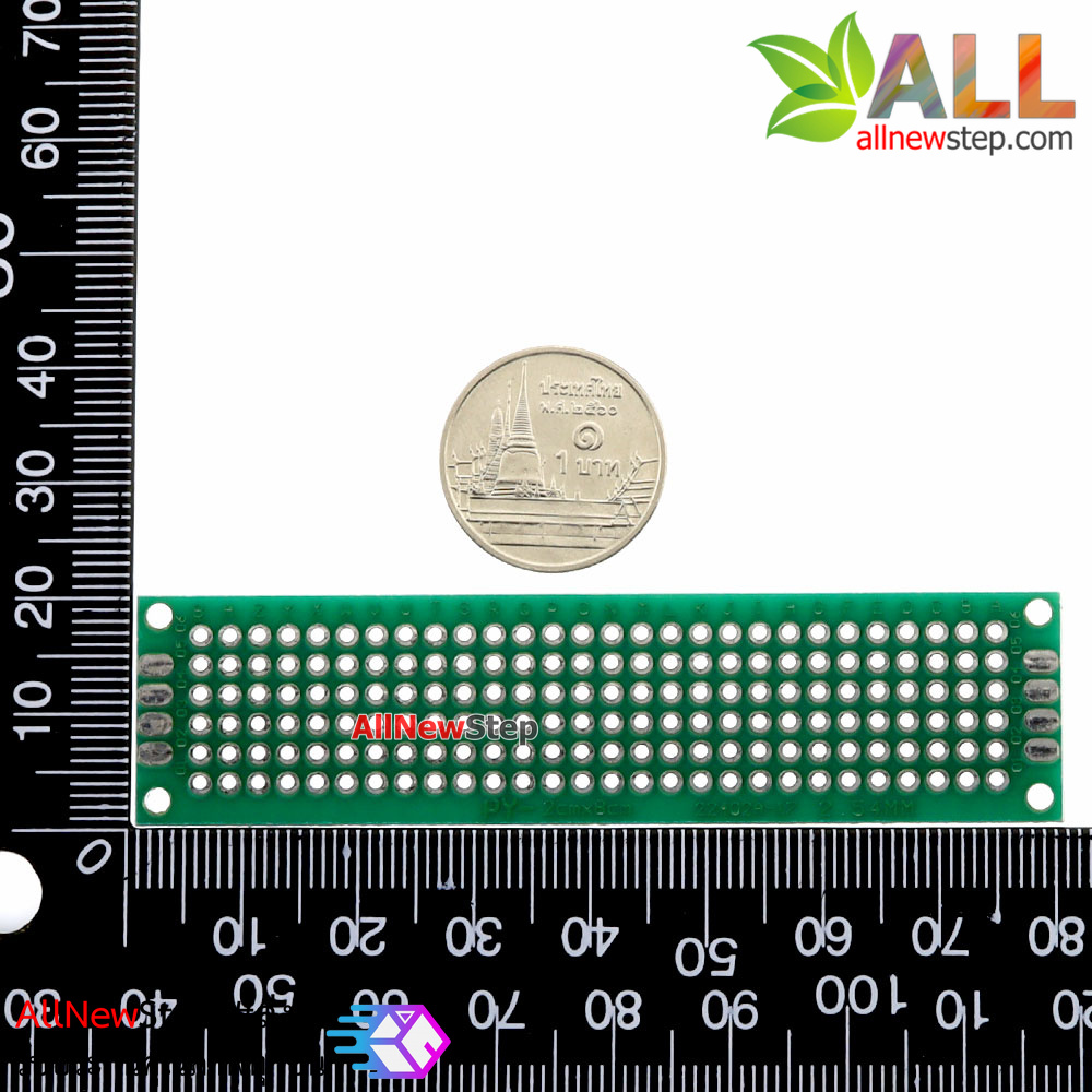 แผ่นปริ้นอเนกประสงค์ Prototype PCB Board 2x8 cm สีเขียว สองด้าน