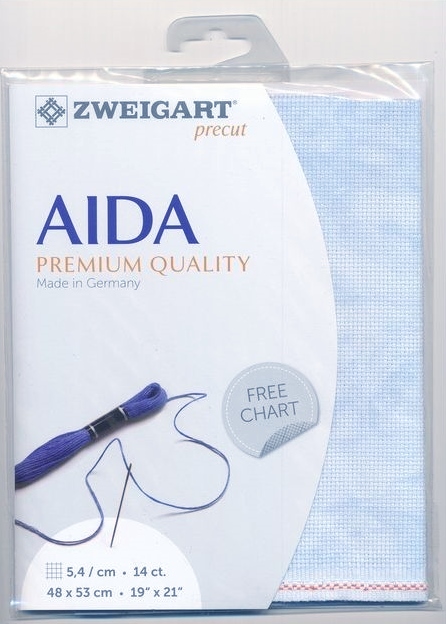 Zweigart ผ้า Aida Vintage14 ct. สี Blue Whisper ขนาด 48 x 53 ซม.